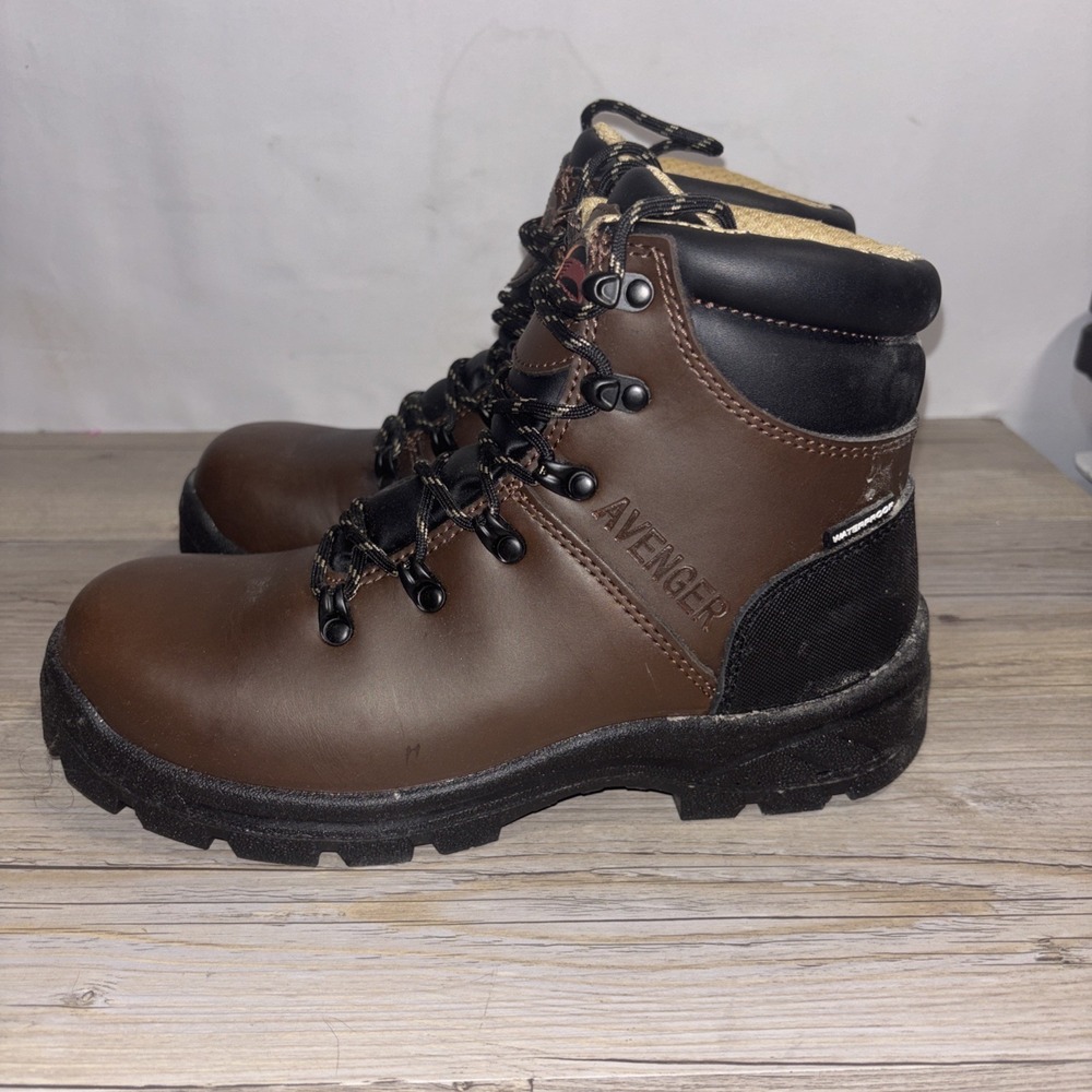 Men's 7 EE Avenger Brown Ankle Waterproof Work Boot Steel ToeA8225 Builder ST - Picture 5 of 12